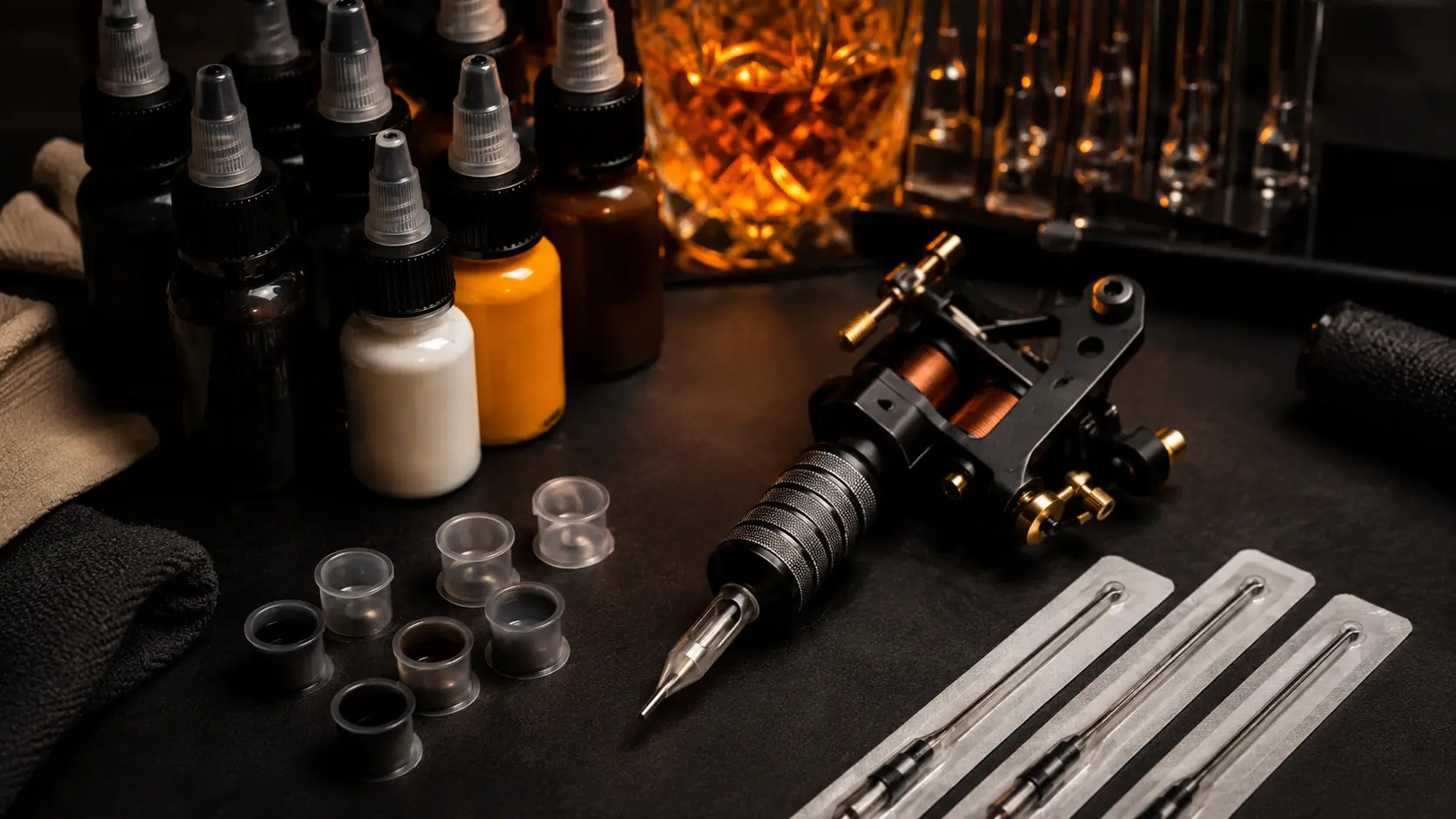 Professional tattoo equipment and ink at Orchid Tattoo