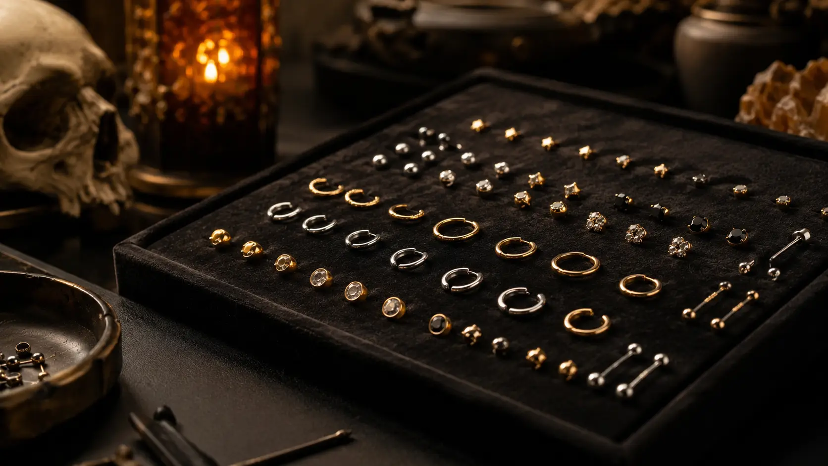 Body piercing jewellery at Orchid Tattoo